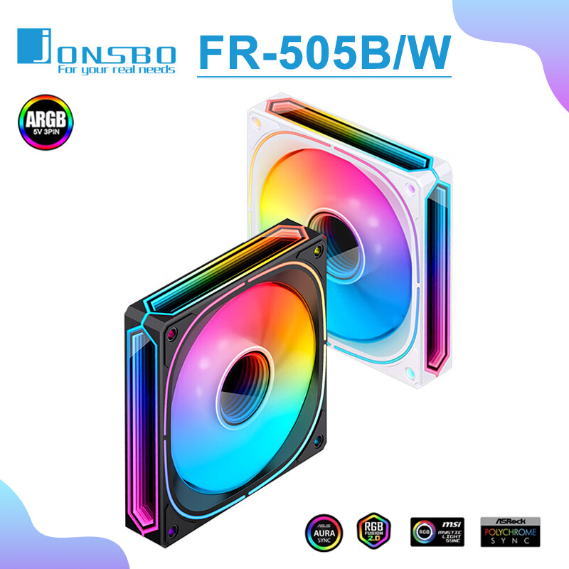 Jonsbo fr-505b 120mm cpu quạt tản nhiệt 5v 3pin argb về phía trước/đảo ngược pc trường hợp quạt làm mát pwm fr-505 quạt hơi nước quạt làm mát s