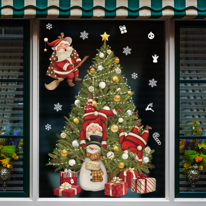 Santa Claus trang trí cửa sổ dán phim hoạt hình chủ đề Giáng sinh có thể tháo rời miếng dán tường nhà