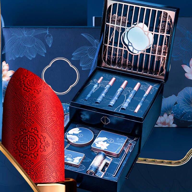 Gambar Carved lipstick set gift box authentic full set combination makeup set box skin care cosmetics for girlfriend birthday gift