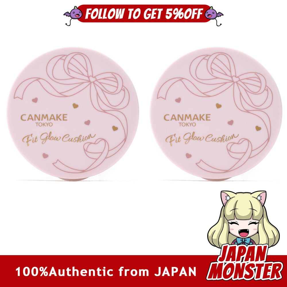 [2Colors] Canmake Fit Glow Cushion 01 Light 02 Natural 10g Foundation Cushion Foundation Glowing Skin Thin Film Teardrop Puff Included SPF50+ PA+++ Japan