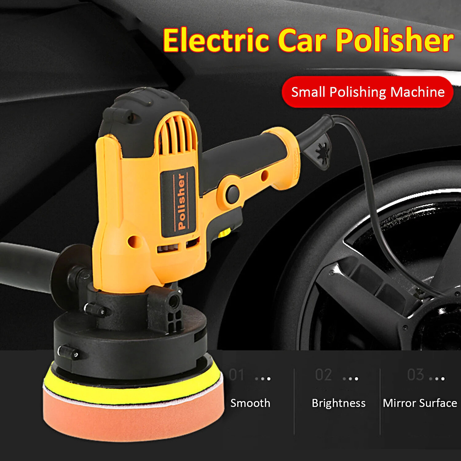 Phích cắm chuẩn Mỹ Máy tẩy lông đánh bóng xe 110V, Máy đánh bóng điện cầm tay nhỏ cầm tay, Máy đánh bóng tẩy lông đa chức năng công cụ sửa chữa Làm đẹp xe hơi
