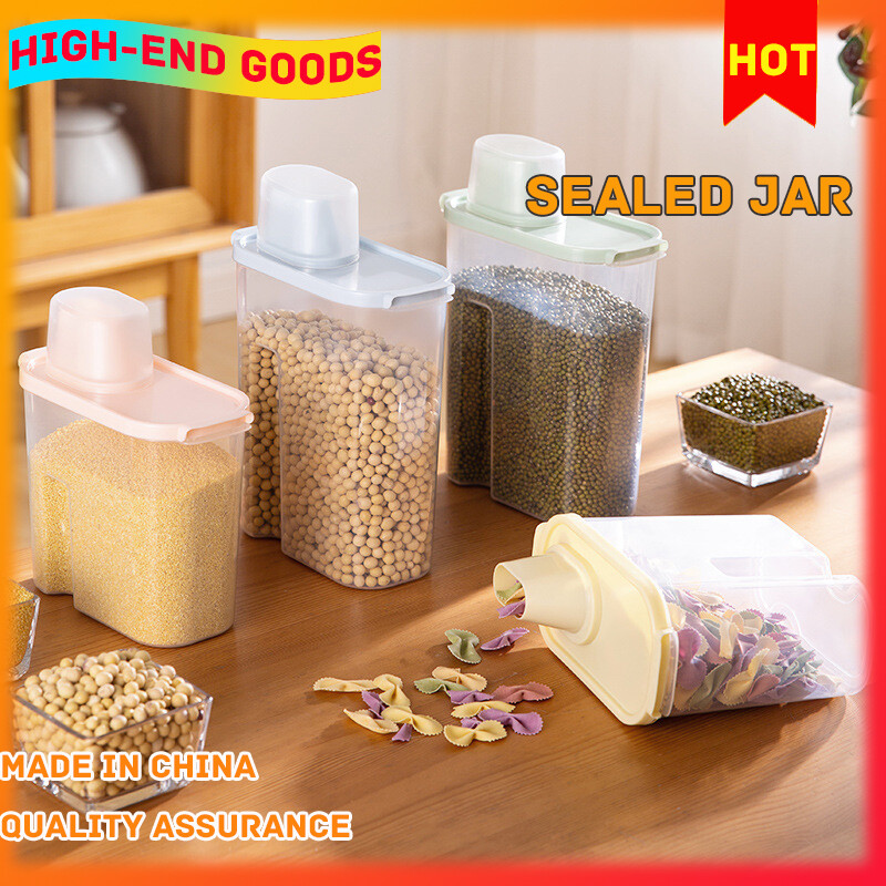 Gambar Household Transparent Grain Storage Tank Food Dry Food Kitchen Storage Box Plastic Sealed Tank Waterproof Miscellaneous Grain Tank
