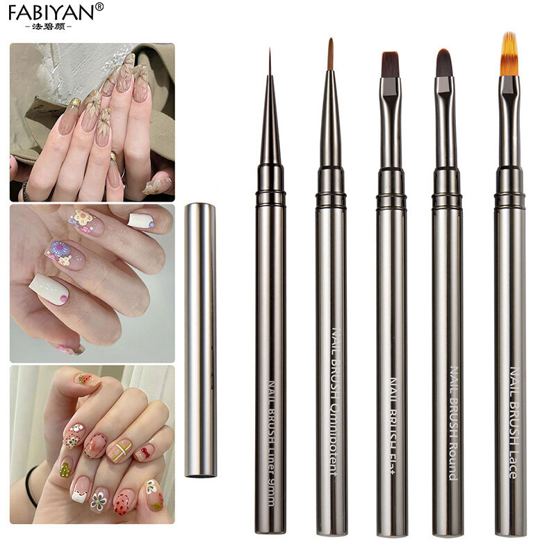 5 cái/thiết lập cọ làm móng nghệ thuật dòng móng tay pháp gel UV bút vẽ DIY trang trí móng tay dụng cụ làm móng nghệ thuật