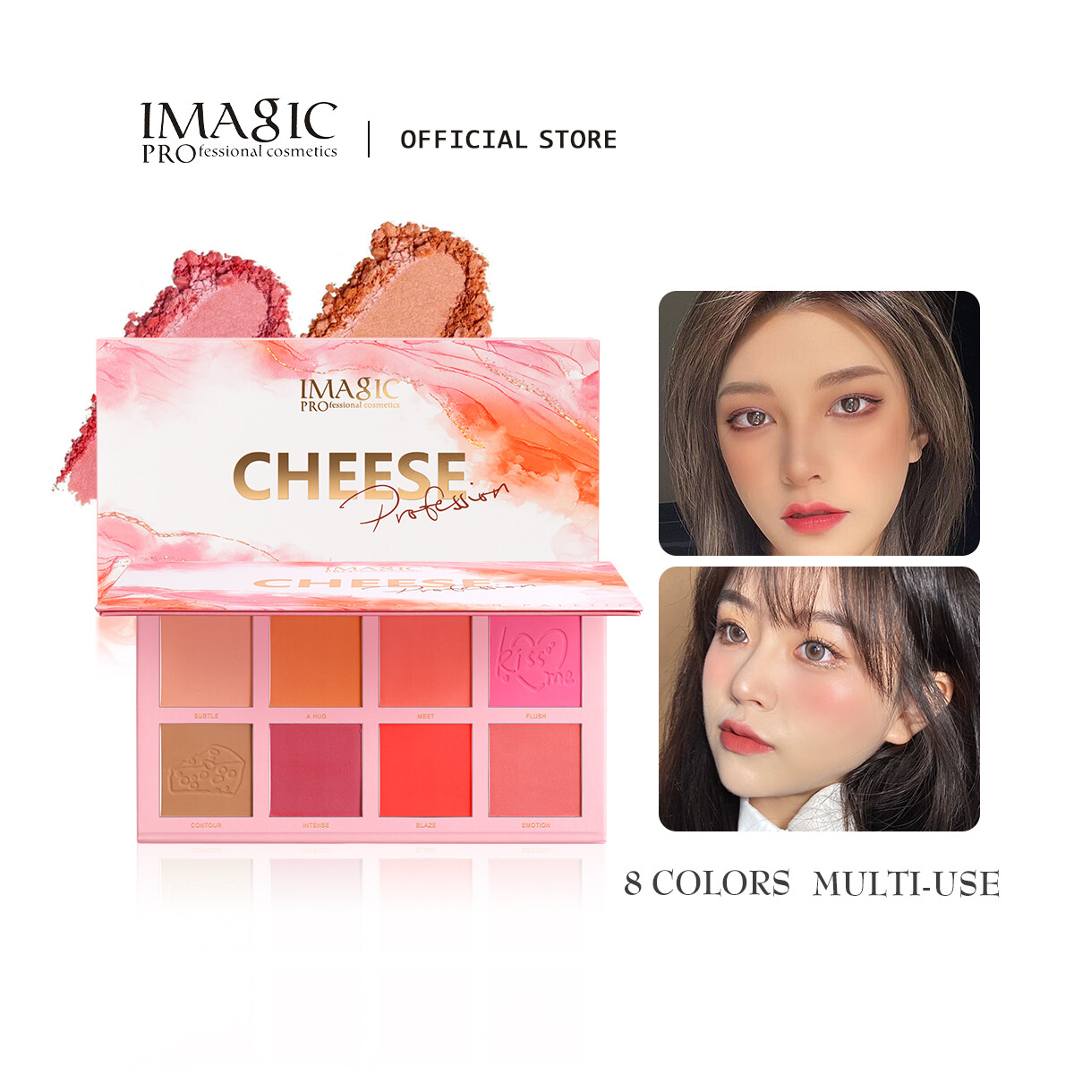 IMAGIC 8-Color/Set Blush Powder Pigment Orange Peach Pink Cheek Blush On Professional Easy To Wear Natural Korean Face Makeup Cosmetics