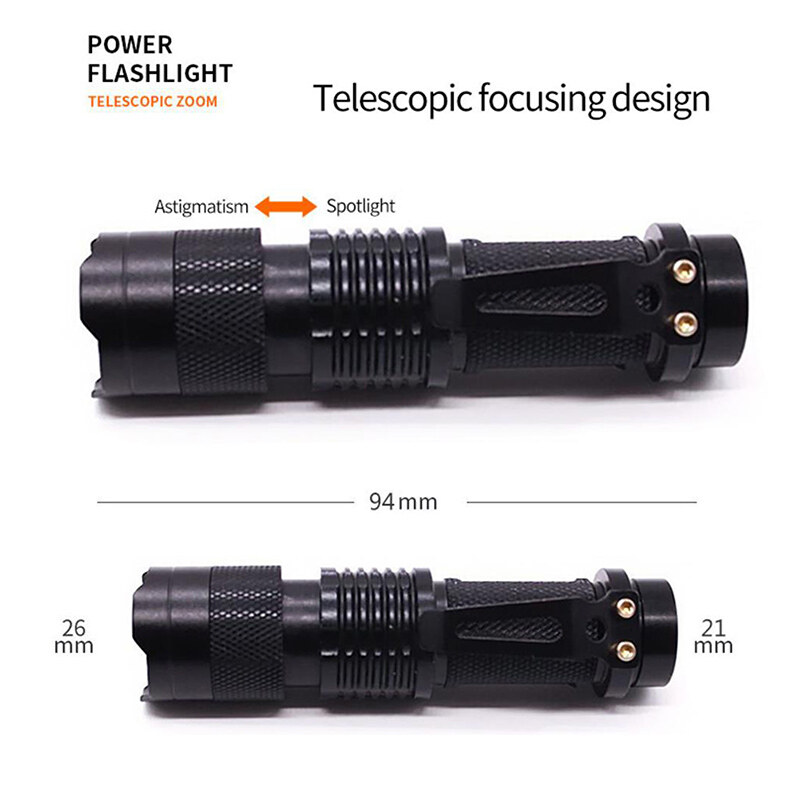 Đèn Pin UV Mini Đèn Pin LED Tia Cực Tím Đèn UV Có Thể Thu Phóng 3 Chế Độ Ngoài Trời