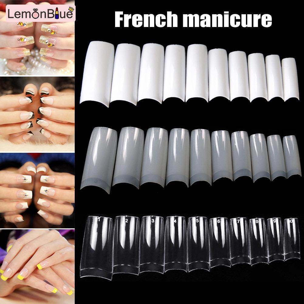 Gambar LemonBlue 100 500pcs Nails Half French False Nail Art Tips Acrylic UV Gel Manicure Tip 500pcs White