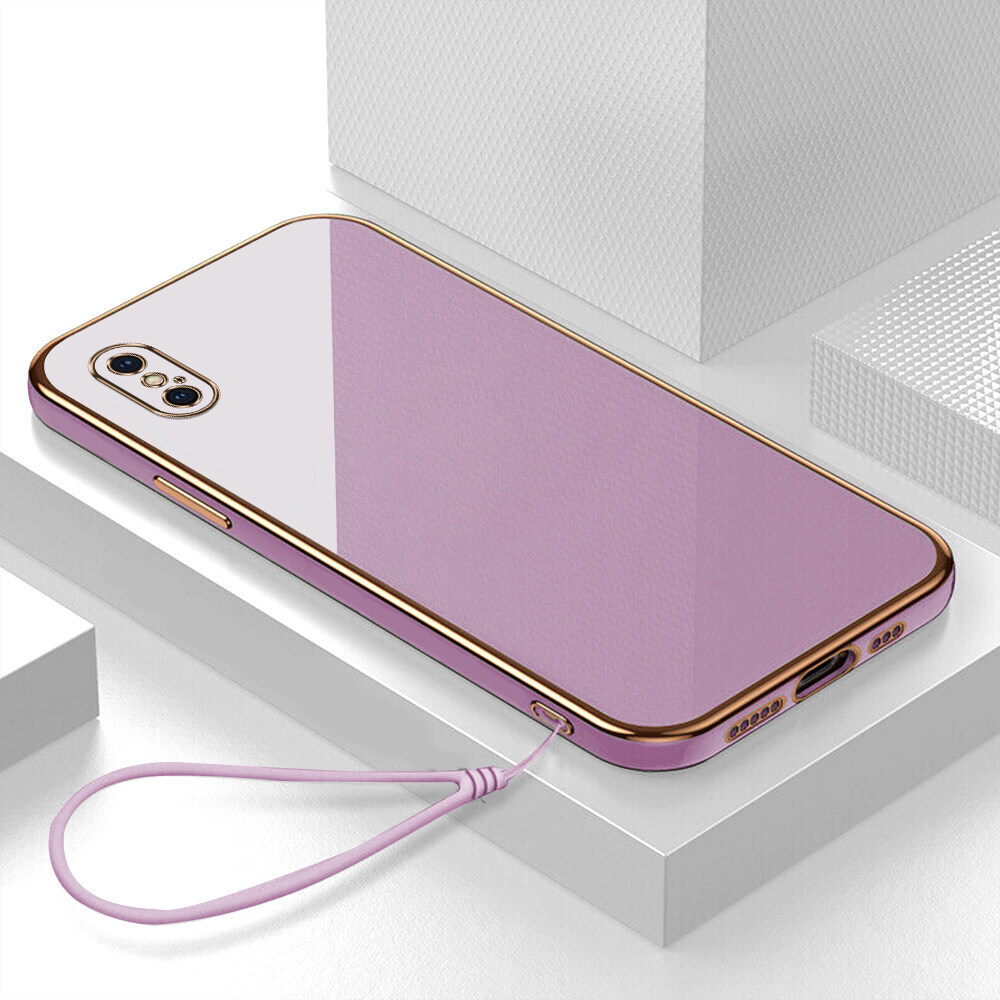 Ốp Lưng iPhone XS Max X XR Ốp Lưng Vỏ sang trọng 6D Mạ điện mềm Khung hình vuông silicon mềm mại sáng bóng