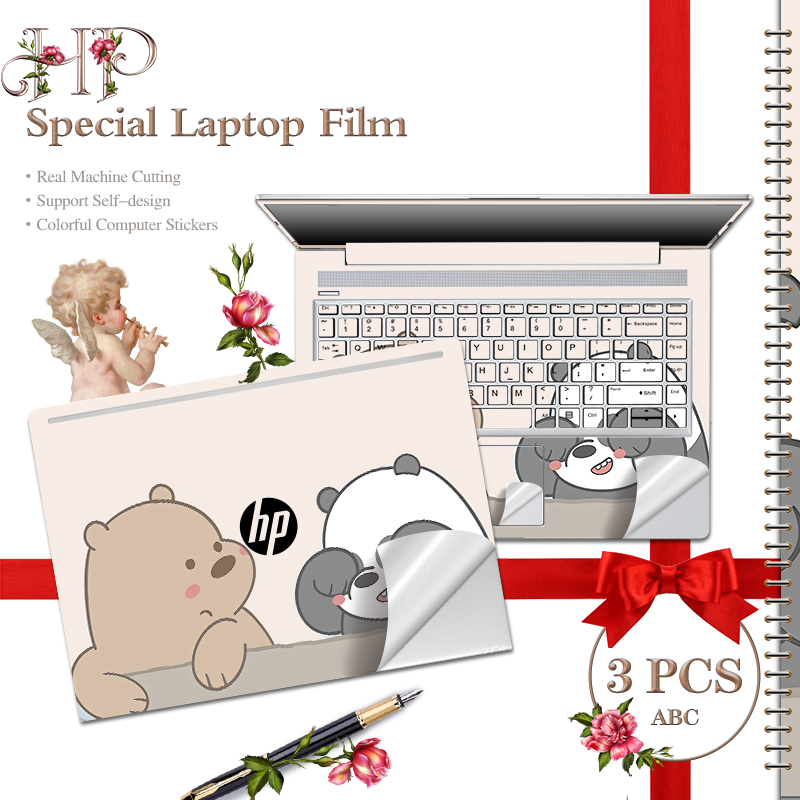 Precut Laptop Sticker Cartoon Bear Laptop Skin PVC for HP Laptop 9470m,