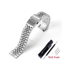 Zhangeer 316L cứng không gỉ Dây đeo thép 18mm 19mm 20mm 21mm 22mm 24mm nam dây đeo cổ tay năm hạt phẳng/Khuỷu Tay phong cách cho Seiko skx009 Jubilee Vòng đeo tay đầu cong phụ nữ Watchband Phụ kiện đồng hồ với các công cụ