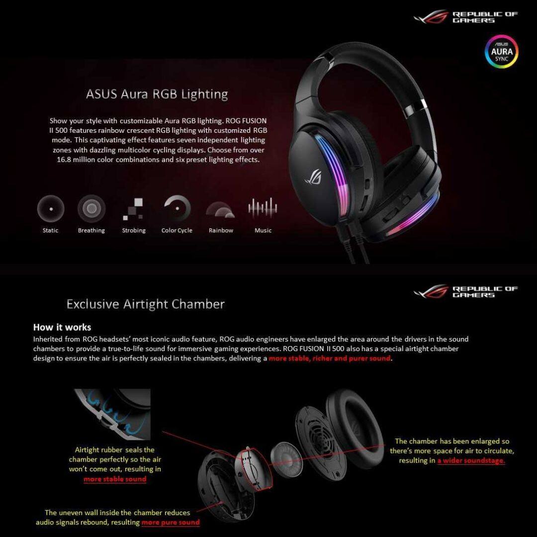 Asus Rog Fusion Ii 500 Gaming Headset Ai Beamforming Mic Ai Mic 71