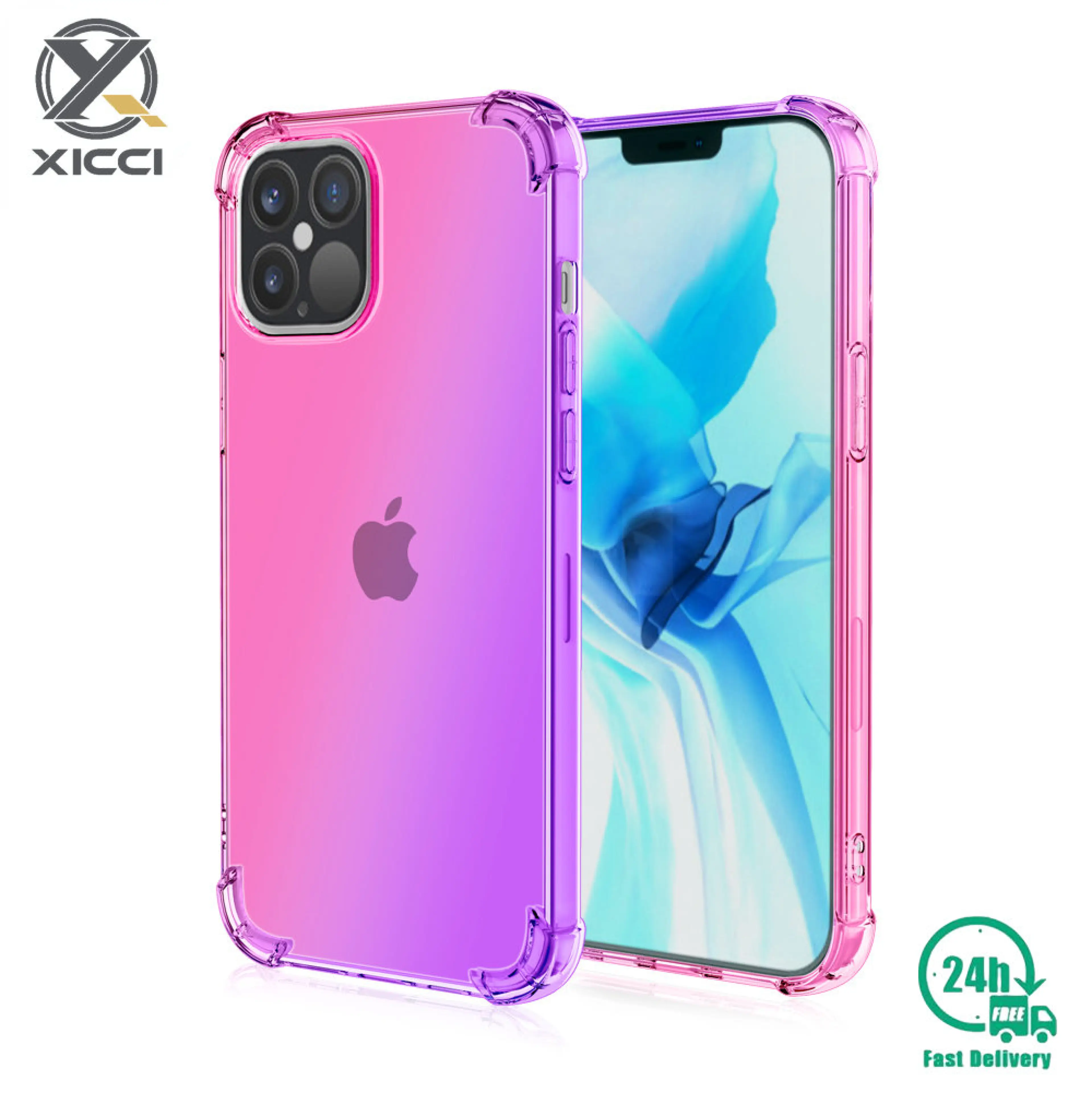 XICCI New For Apple iPhone 12/iPhone 12 mini/iPhone 12 Pro/iPhone 12 Pro Max Gradient Color Phone Case, Cover Soft TPU Silicone Phone cases Back Cover Shockproof Cellphone Casing