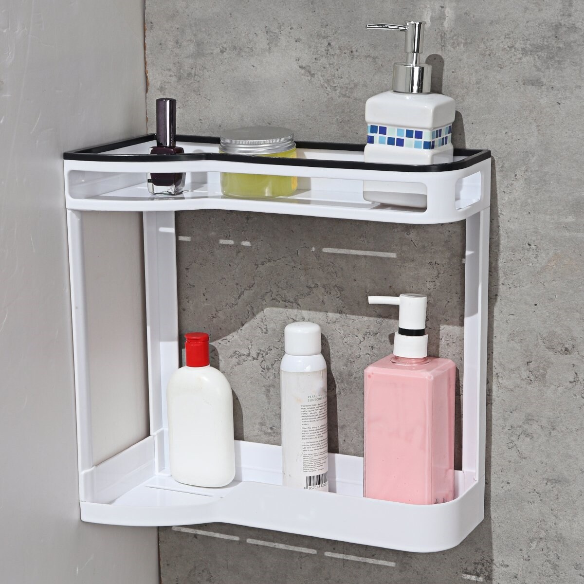 Gambar High Capacity Storage Rack Bathroom Organizer Home Storage For Toilet Punch free Wall Shelfbathroom Drainable Wall Shelves