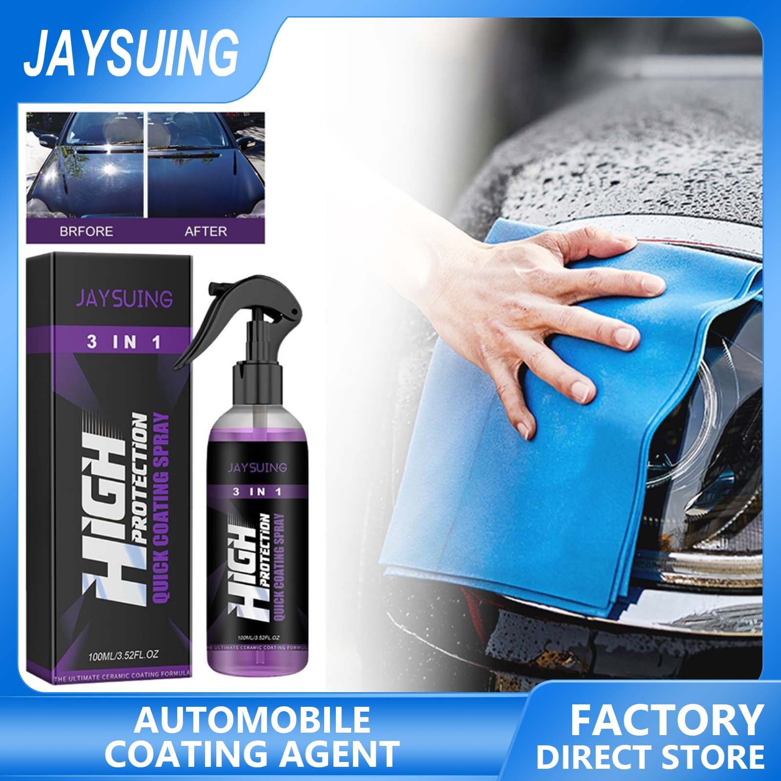Jaysuing 3 In 1 Car Ceramic Coating Spray 100ml Auto Nano Ceramic Coating Car Exterior Scratch Restorer Ceramic Spray Coating ราคา 137 บาท*ส่งฟรี