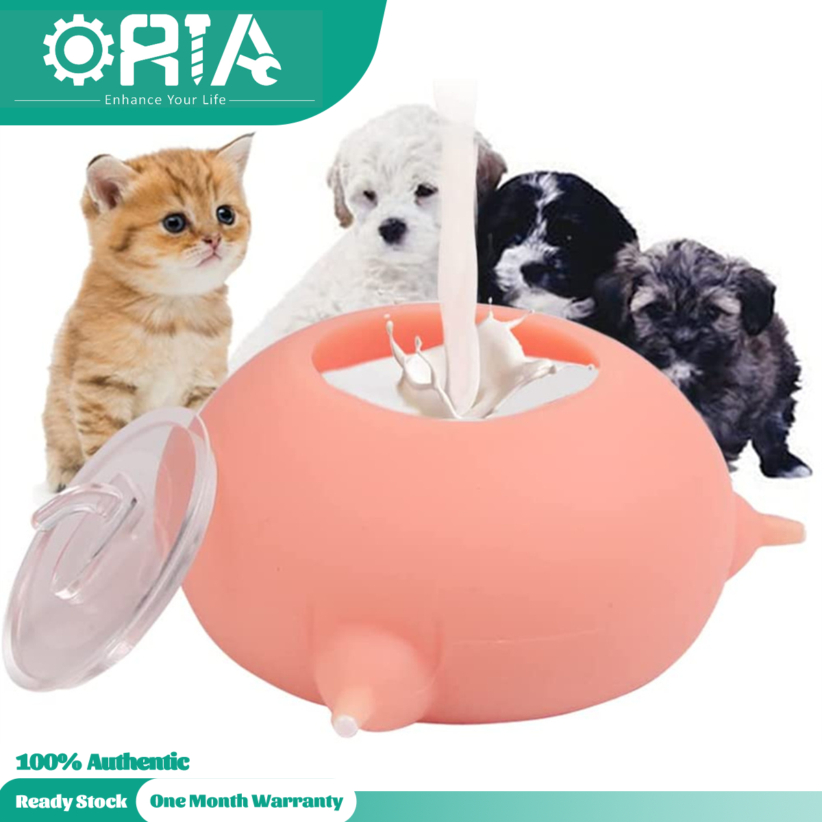 ORIA Silicone Pet Feeder Soft Kitten Puppy Feeder Nursing Milk Bowl Washable With 3 Independent Feeding Ports, Cover, 200ML Capacity For Feeding Puppy Kitten ราคา 649 บาท*ส่งฟรี