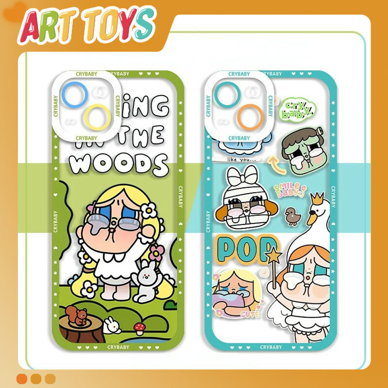 Popmart CRYBABY Phone Case DIY Collectiables Cartoon Clear Cover Soft Case Camera Protection, Contact custom to specify the phone model