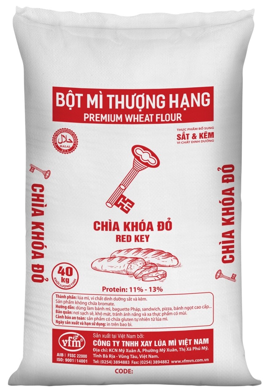 Bột Mì Đa Dụng Cao Cấp Chìa Khoá Đỏ Số 11-13 (1kg) - HSD 3 tháng kể từ ngày sản xuất (HÀNG TÁCH RA TỪ BAO 40kg)