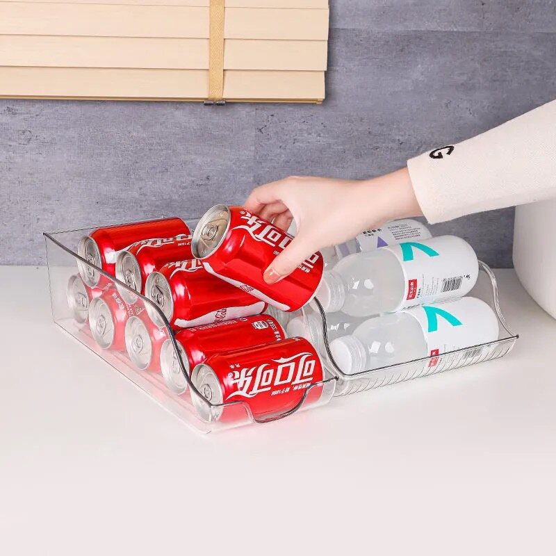 Gambar Cans PET storage box refrigerator beverage soda beer storage box kitchen transparent storage box