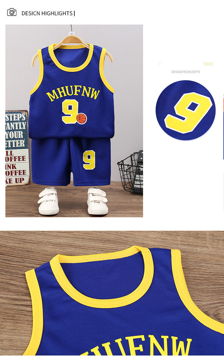 tg bộ quần áo thể thao cho bé trai tg bộ quần áo và quần đùi thấm mồ hôi cho học sinh đồng phục bóng rổ cho trẻ em (1-12 tuổi) 4