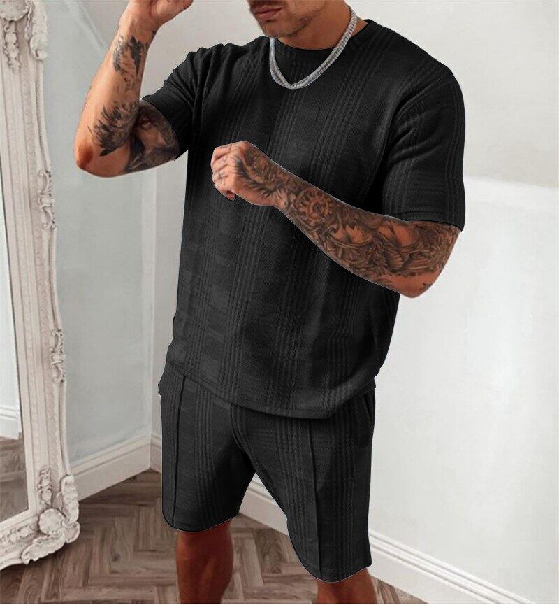 2022 Summer New Tracksuit Men Casual Sports Set Solid Color Plaid Short  Sleeved Shorts Sets Mens Fashion 2 Piece Sportswear | Lazada PH