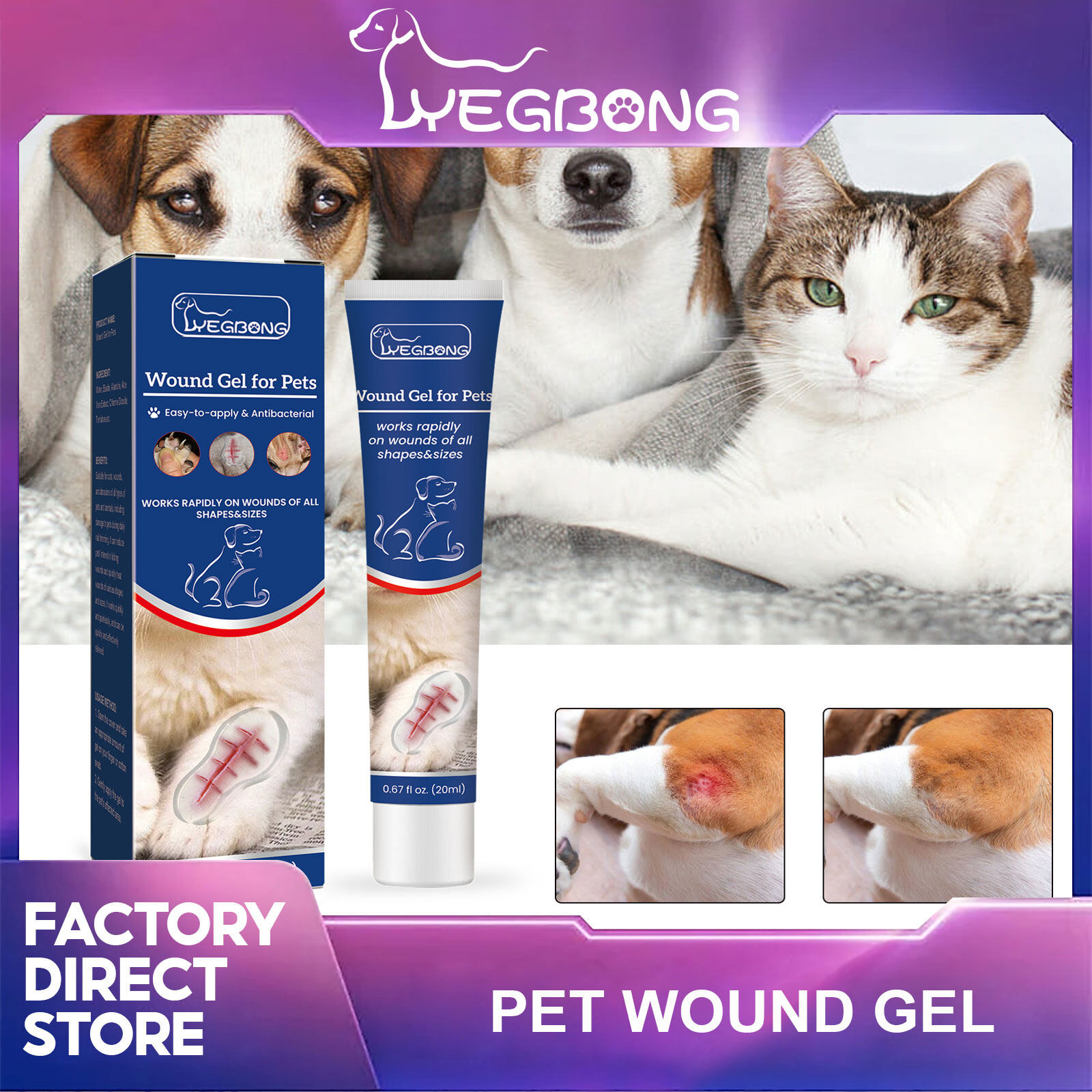 Yegbong 20ml vật nuôi chăm sóc vết thương gel cho vết cắt nhỏ vết thương chữa bệnh gel Chó mèo rêu vết thương chăm sóc chống thấm nước vết thương sửa chữa gel vật nuôi vết thương gel lỏng Chó thoáng khí Chó mèo chữa lành vết thương chất lỏng chó và mèo da