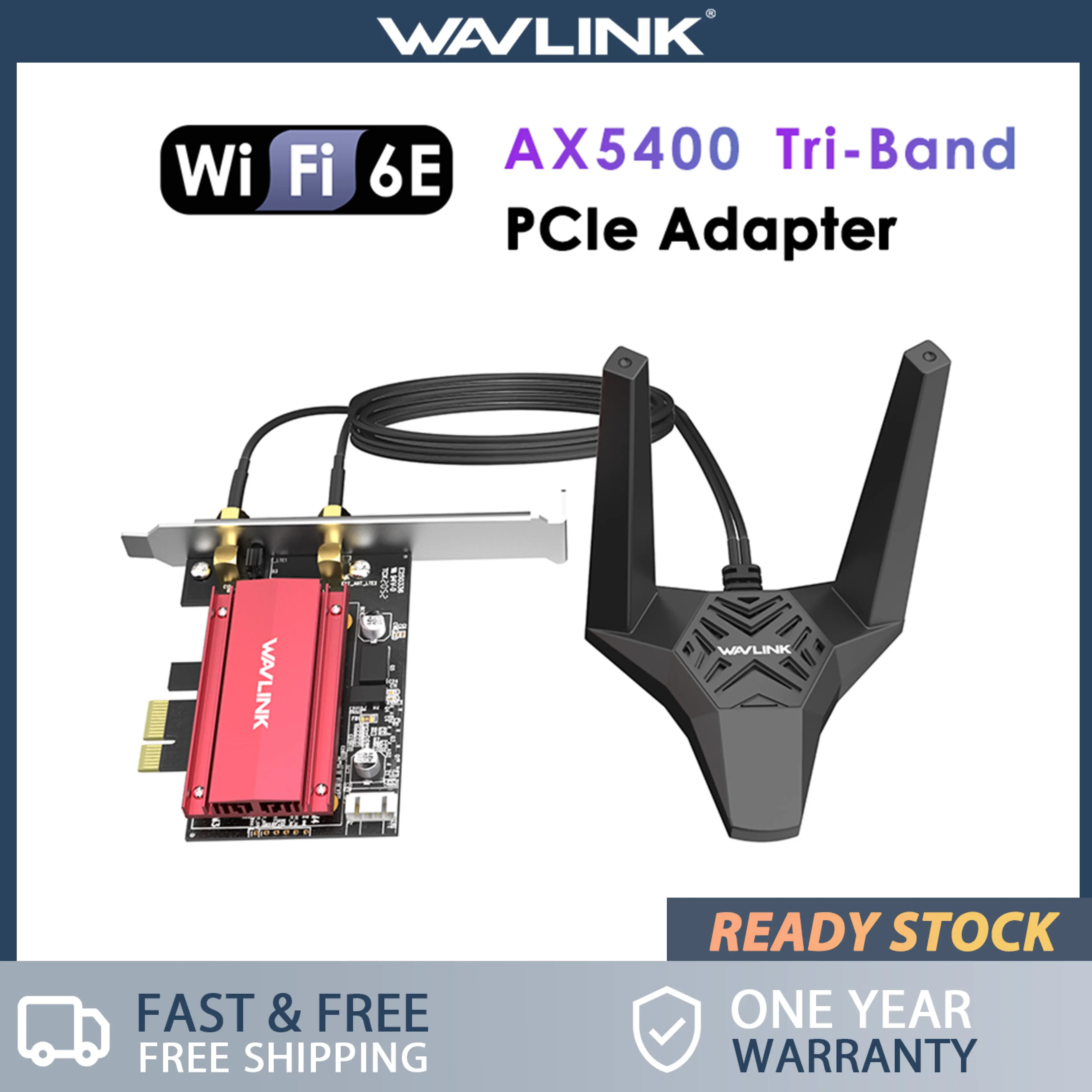 Wavlink 2023 New AX5400M WiFi 6E PCIe Network Card, Tri-Band AX210 Wireless Adapter with Bluetooth 5.3, MU-MIMO, WPA3, OFDMA, Low-Profile Bracket, Heat Sink, for Windows 10/11 PC