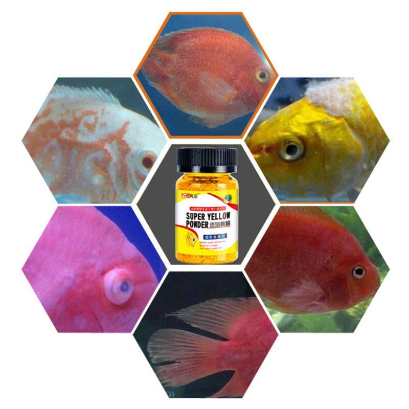 7haofang Aquarium Fish Tank 50g Instant Yellow Powder for Ornamental Fish Treat Bacterial