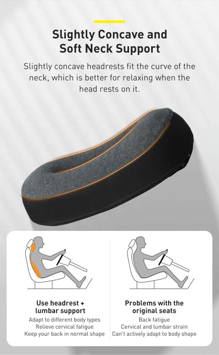 Baseus Floating Car Waist Pillow / Car Headrest Auto Headrest Pillow Neck Rebound Memory Lumbar Air Layer Fabric Support Foam Seat Covers