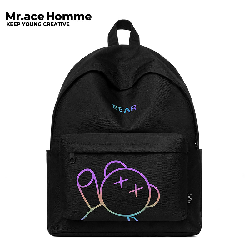 Mr. ace Homme Bear schoolbag nữ ba lô phản quang cá tính Junior học sinh trung học cao năng lực Ba lô đựng máy tính nam