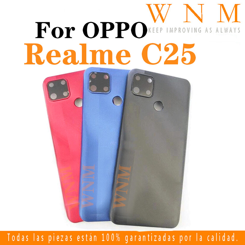 Trở lại nắp pin Nhà ở cho Oppo Realme C25 Ốp lưng pin Bìa cửa sau trường hợp Bộ phận thay thế với gọng tròng kính
