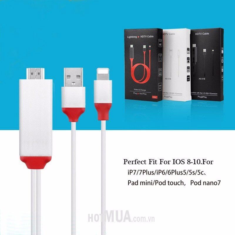 Dây chuyển lightning ra HDMI, iphone ra HDMI 1