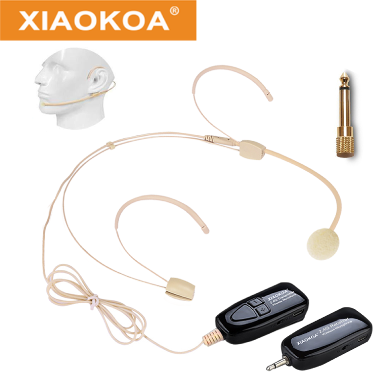 Xiaokoa Super Light 2.4G Hệ thống micrô không dây Tai nghe micro không dây và cầm tay phạm vi 2 trong 1.160ft, dành cho bộ khuếch đại giọng nói, hệ thống PA-không hỗ trợ điện thoại, máy tính xách tay