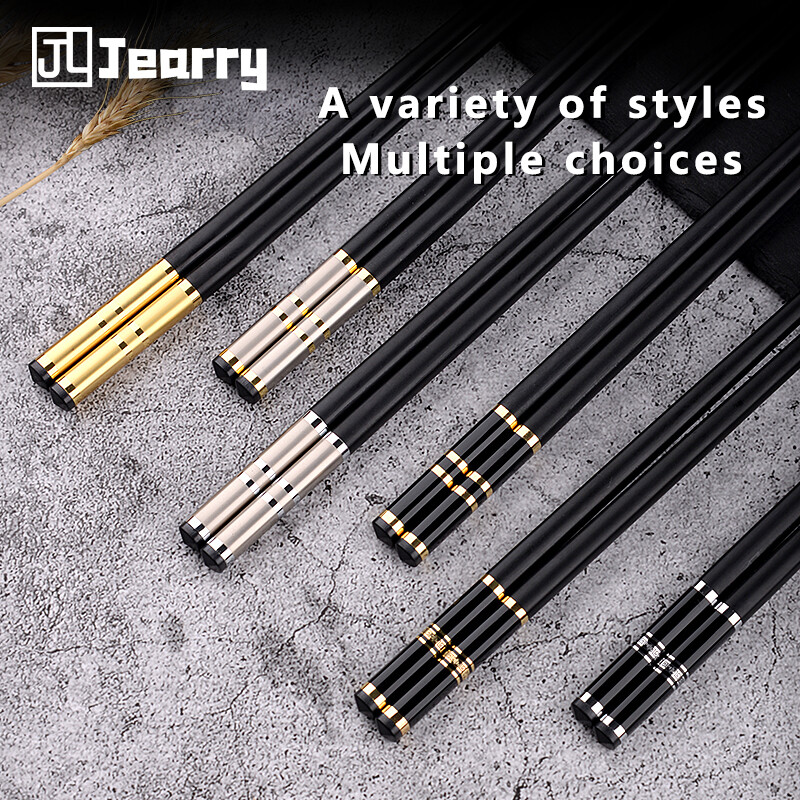 Gambar Jearry 24cm Alloy Chopsticks 5 10 Pairs Food Grade Heat Resistant Reusable Tableware
