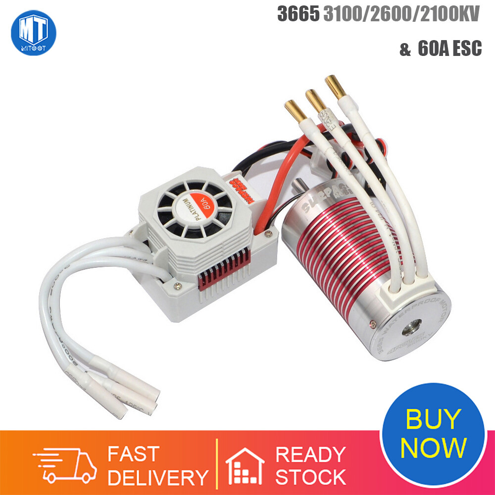 Động cơ không chổi than 3665 3100kv 2600kv 2100kv chống nước bạch kim với esc 60a cho xe hơi điều khiển từ xa 1/10 động cơ rc rock crawler