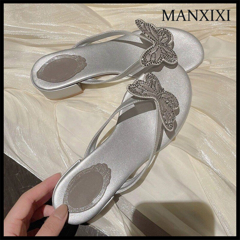 MANXIXI Fashion Women Low Heels 3 cm Beautiful Butterfly Sandals (Size 35-40) ราคา 479 บาท*ส่งฟรี