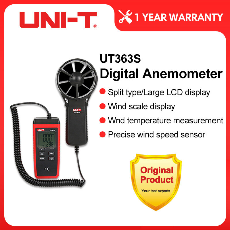 Máy đo gió mini ut363s uni-t máy kiểm tra nhiệt độ tốc độ gió màn hình lcd tốc độ dòng khí đo max/avg mức gió 1 ~ 12