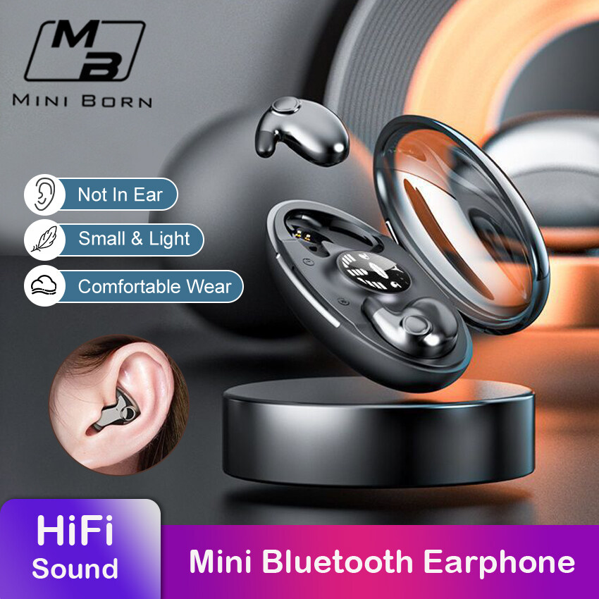Tai Nghe Mini Born Bluetooth 5.3 Tàng Hình Siêu Mỏng Không Nhét Tai Led