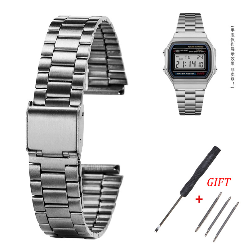 Dây Đeo Đồng Hồ Kim Loại Vòng Đeo Tay Bằng Thép Cổ Điển Thay Thế Cho Casio SGW400 F91W F84 F105 F108