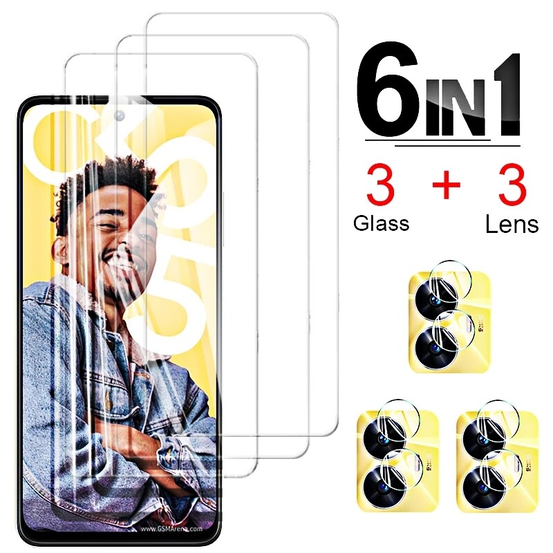 Vỏ mềm ống kính miếng dán màn hình kính cường lực 6in1 4in1 2in 1 cho Realme C53 55