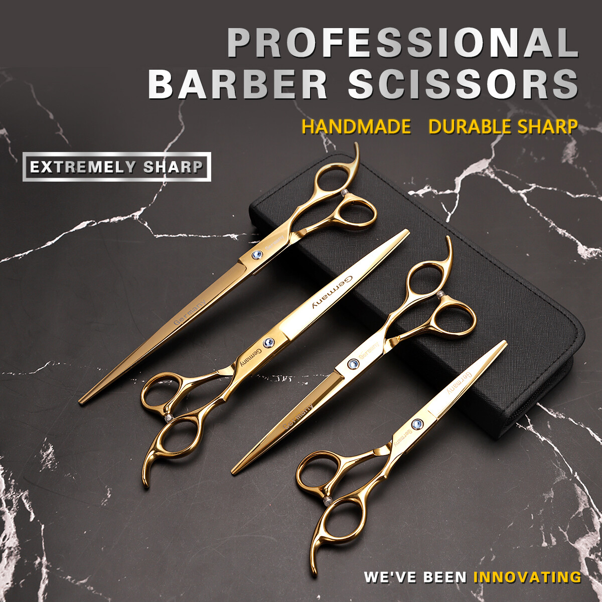 Barbertop Hàng sẵn có vàng 6/7/8/9 inch Kéo Cắt Tóc Đức nhập khẩu chất lượng cao Salon cắt phẳng
