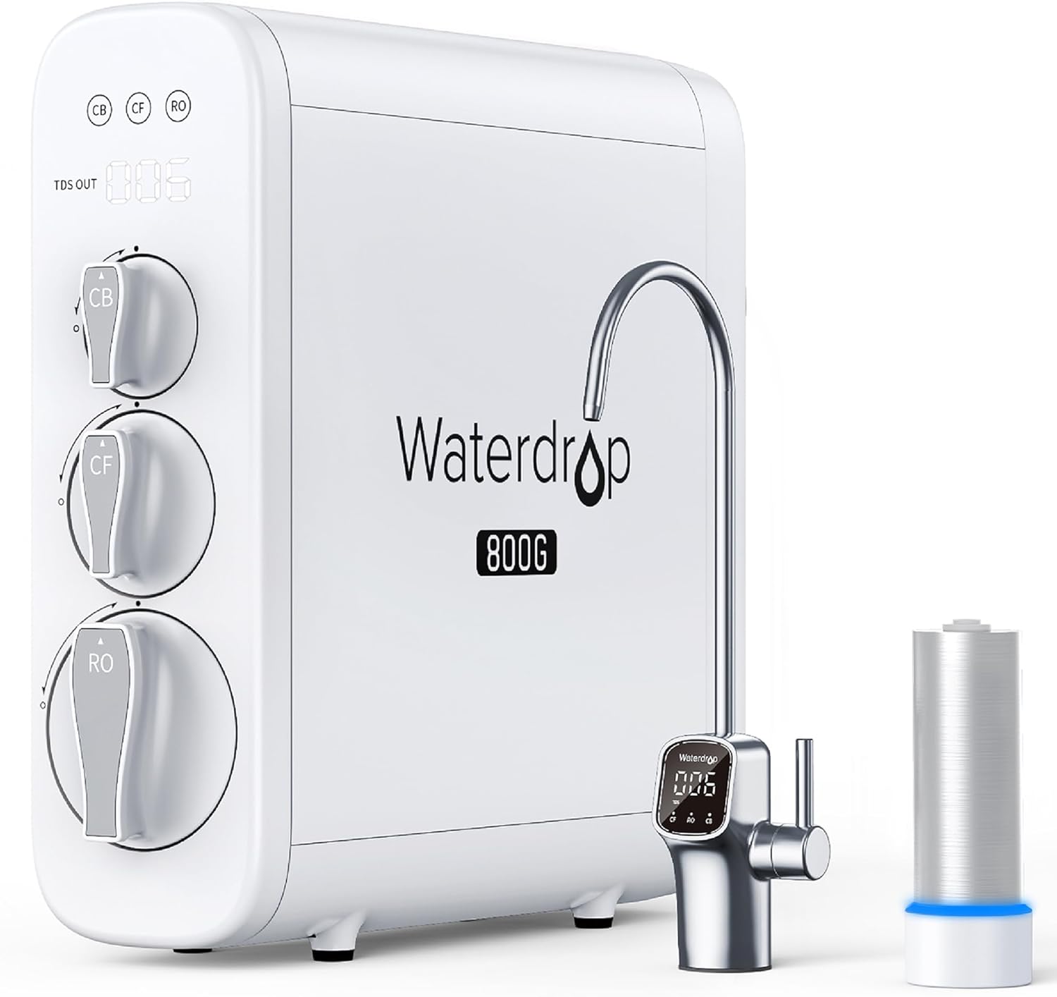 Waterdrop G3P800 Reverse Osmosis System, 800 GPD Fast Flow, NSF/ANSI 42 & 53 & 58 & 372 Certified, 3:1 Pure to Drain, Tankless Under Sink RO Water Filter System, LED Purifier, Smart Faucet ราคา 46,952 บาท*ส่งฟรี