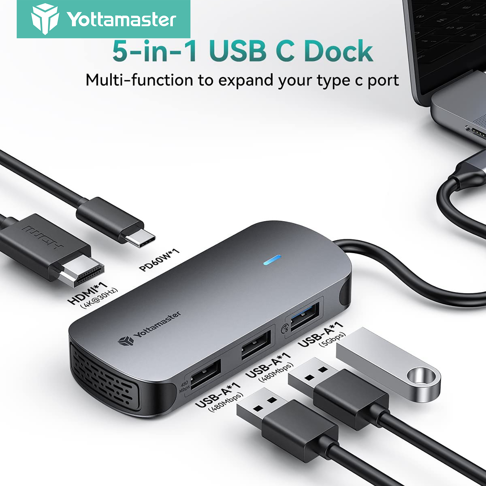 Yottamaster loại USB C 10 trong 1 HUB USB