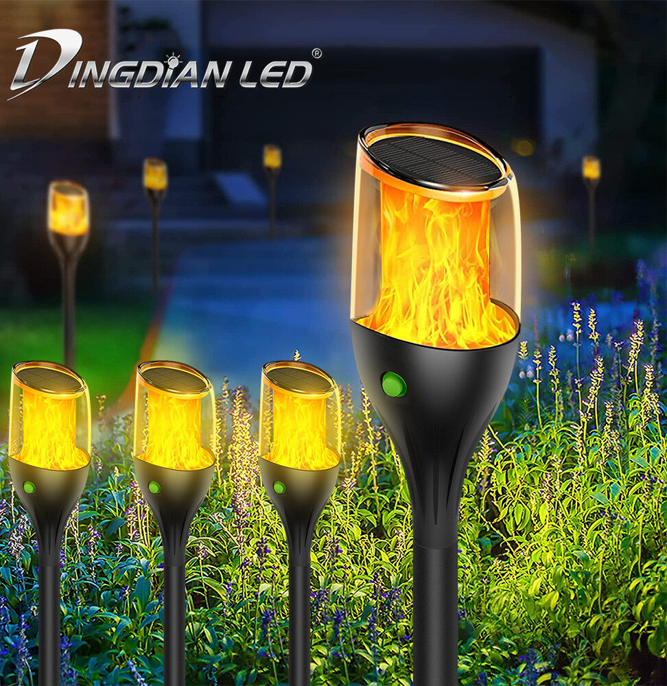 Dingdian đèn led đèn ngoài trời chạy bằng năng lượng mặt trời năng lượng mặt trời chống nước ngọn lửa lập lòe để trang trí đèn sân vườn mặt trời đèn thảm cỏ đèn pin tự động bật/tắt đèn năng lượng mặt trời ngoài trời để trang trí lối đi sân