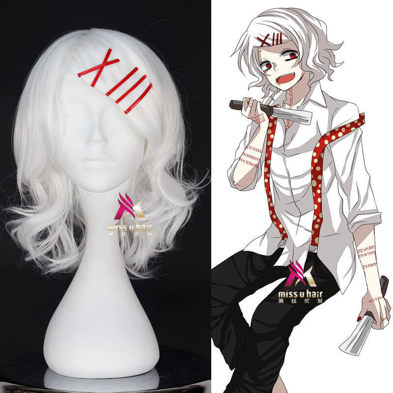 Anime Tokyo Ghoul Juzo Suzuya Juuzou Pure White Heat Resistant Cosplay Costume Wig 5 Red Hairpins Wig Cap Lazada Singapore