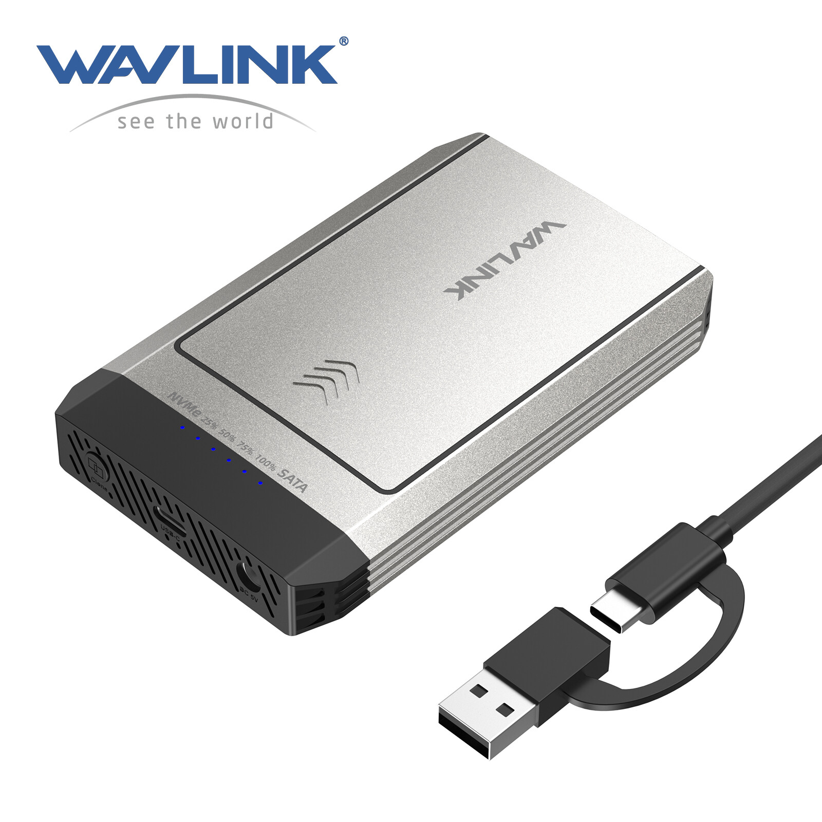 WAVLINK Hard Drives Enclosure, M.2 SSD Dual-Bay Duplicator, Compatible with NVMe, One Click Offline Clone, 10Gbps USB-C(USB3.2 Gen 2x1), 8TB Expansion Storage(4TBx2) ราคา 1,114 บาท*ส่งฟรี
