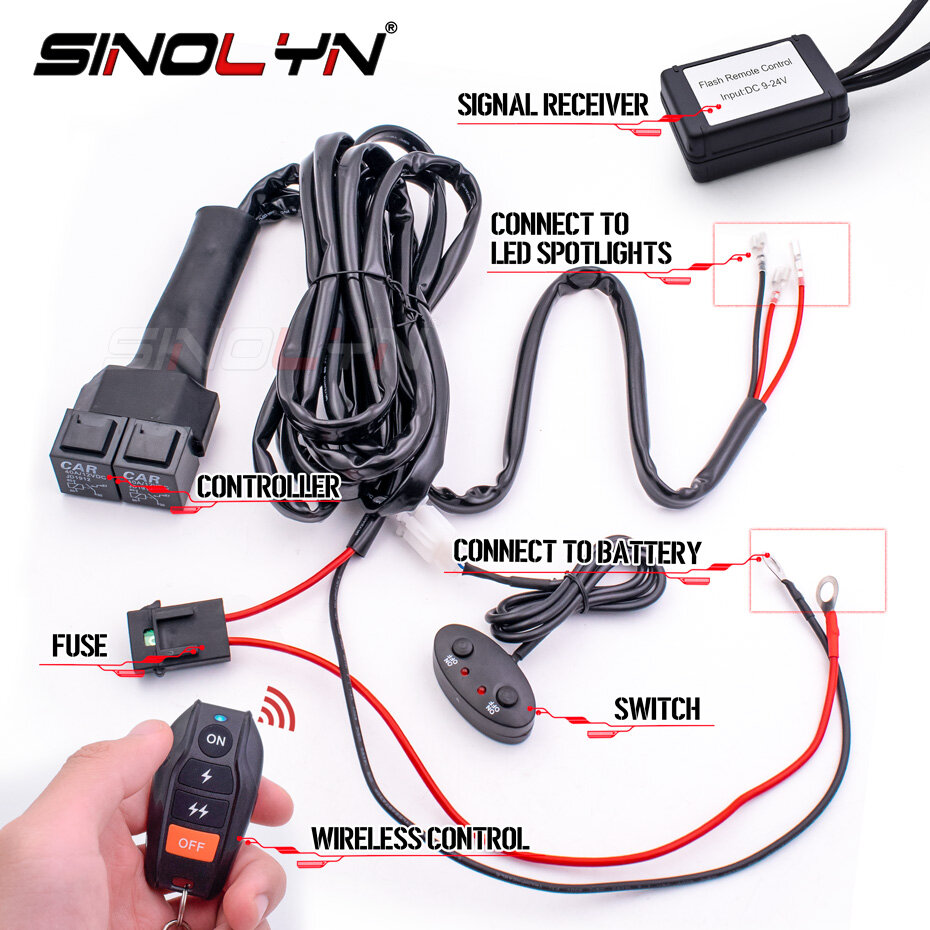 Wiring Harness Individual Control Flash Remote Controller Auto Lighting  Switch Relay 12V For Mini Driving Light Auxiliary Light Spotlight Fog Light 