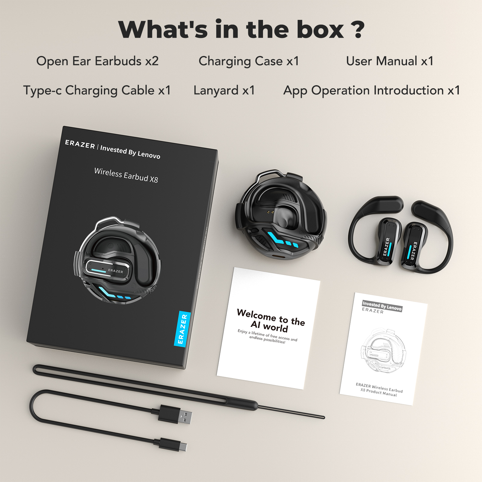 Erazer X8 Ai Translator Ows Open Ear Bluetooth Kopfhörer Sport_voghion.com