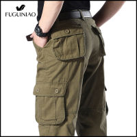 Fuguiniao Mens Cotton Casual Multi-pocket Overalls Military Army Cargo Camo Combat Work Pants with 6 Pocket