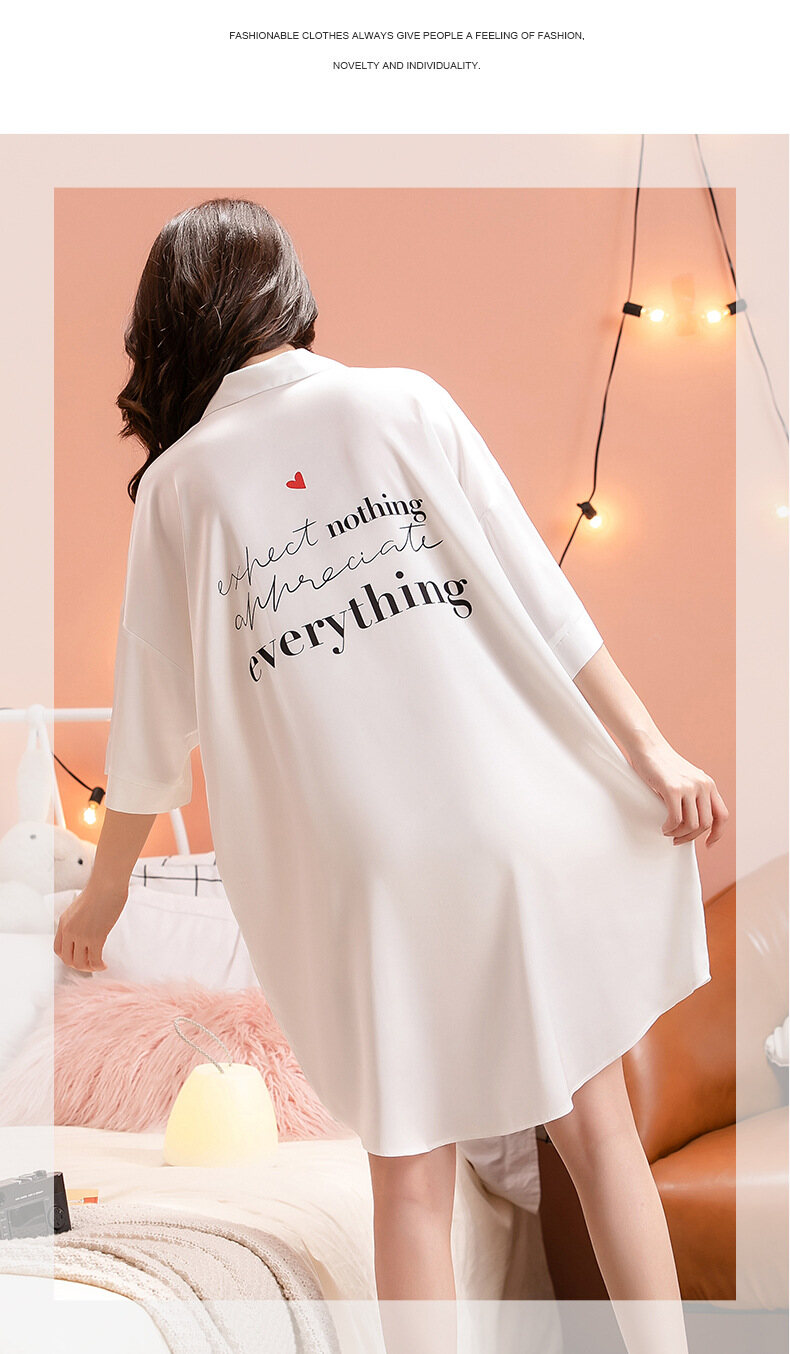 Váy ngủ nữ Cho Phụ Nữ, V-Cổ Cài Cúc Voan Phim Hoạt Hình Mùa Hè Mỏng Ngủ