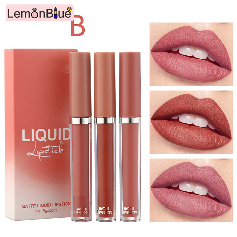 Gambar LemonBlue Matte Lipstick Set Long Lasting Waterproof Hydrating Lip Gloss for Cosmetic Tool Long Lasting Waterproof Hydrating Lip Gloss for Women Cosmetic Tool Matte Lipstick Set Useful
