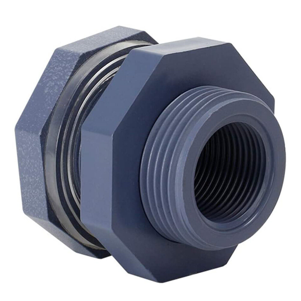 PVC Bulkhead Fitting Double Threaded Water Tank 3/4 Male 1/2 Female